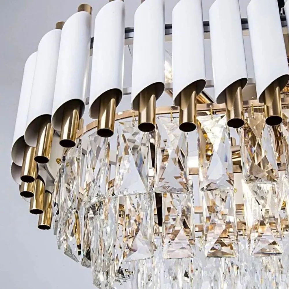 Lustră model 98142 WH-GD cristal K9 alb auriu, rotundă, diametre 30–60 cm [2]
