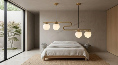 LUSTRE - Lustra moderna 2617/4 aurie tip S cu 4 globuri L85 cm