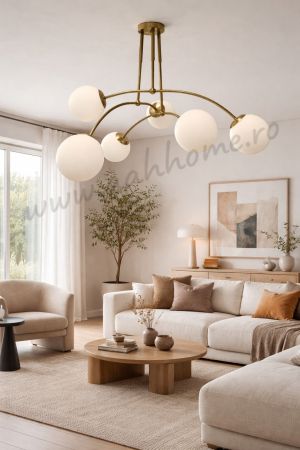 LUSTRE - Lustra moderna 2619/6 aurie cu 6 globuri Ø80 cm