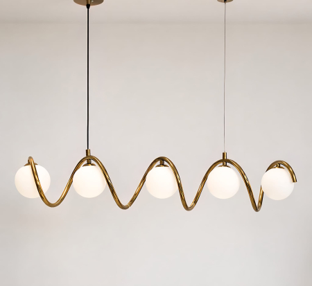 LUSTRE - Lustra moderna aurie cu 5 globuri sticla alba mat 2610/5D