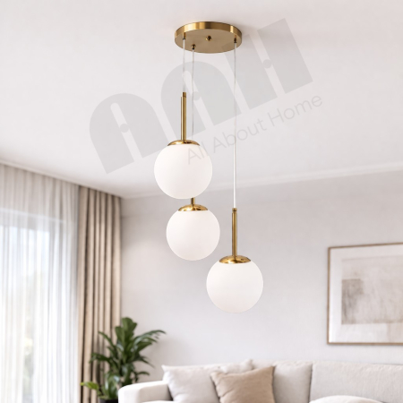 LUSTRE - Lustră suspendată 2403/3, 3 pendule sticlă alb mat, înălțime reglabilă