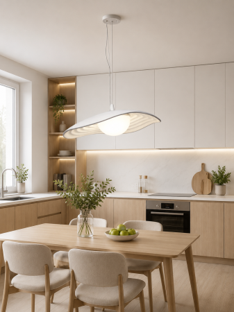 PENDULE - Lustră suspendată 2517/1 alb, design modern, LED integrat 24W, cablu reglabil