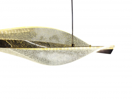Lustră suspendată LED 7063/100, design elegant ondulat, aurie cu acril transparent [2]