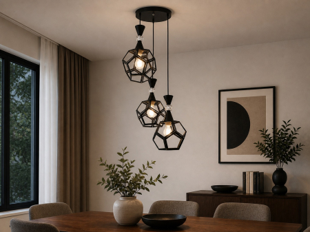 LUSTRE - Lustră suspendată modernă 3087/3 BK cu 3 pendule reglabile, E27