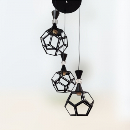 PENDULE - Lustră suspendată modernă 3087/3 BK cu 3 pendule reglabile, E27