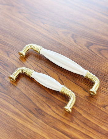 Manere Mobila - Mâner Mobilă 879, Metal Auriu & Ceramică, 96 mm / 128 mm