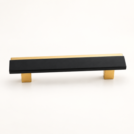 Manere Mobila - Mâner de mobilă DK001 BK+GD negru cu auriu, interax 128 sau 192 mm