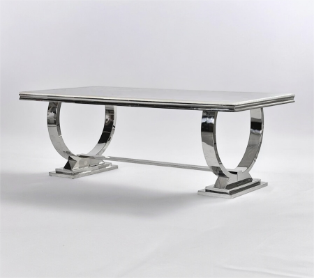 SCAUNE SI MESE - Masa A609 CH marmură, picioare metalice, L200x90 cm, argintiu