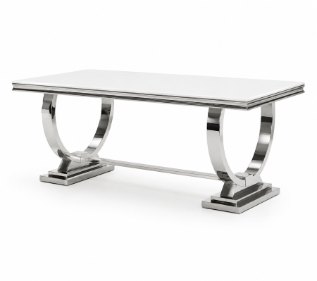 SCAUNE SI MESE - Masa A609 CH marmură, picioare metalice, L200x90 cm, argintiu