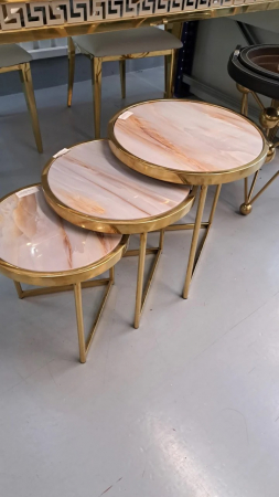 Masuta 580 M, ceramică albă și picior metal auriu, rotund 40 cm [1]