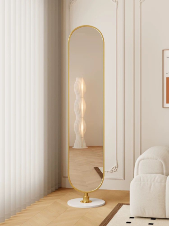 OGLINZI - Oglindă de podea 098-14, rama ovală aurie aluminiu, rotativă 360°, 170×32 cm