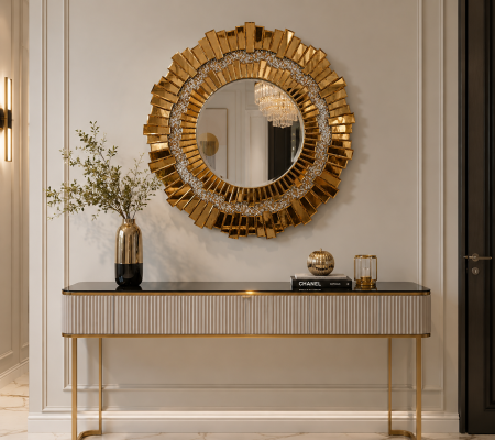 OGLINZI - Oglindă Decorativă Rotundă DF9090C GD Auriu 90 cm