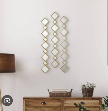 OGLINZI - Oglindă decorativă model 7005, romburi cu ramă aurie, 87 cm