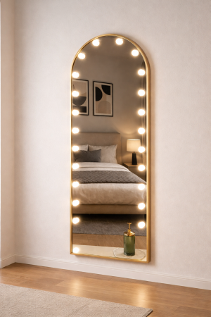 OGLINZI - Oglindă LED 098-10 auriu/crom 170x70 cm iluminare reglabilă