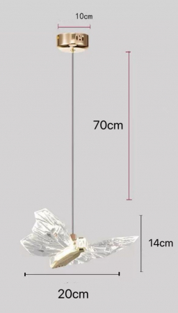 Pendul LED 1743/1 – Design Fluture din Acril Transparent – Culori Auriu și Argintiu [4]