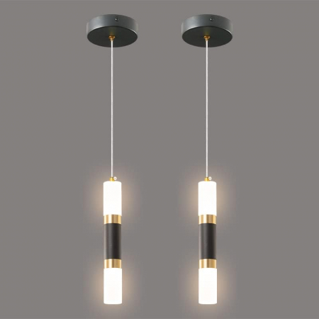 Pendul 2355/1 – aluminiu negru + auriu, acrilic transparent, LED cu lumini caldă/rece/neutră, înălțime reglabilă [1]