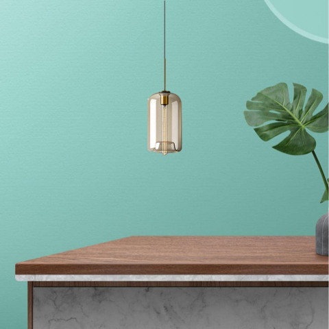 Pendul 3709, sticlă amber cu accente aurii, E27, dimensiuni 49x31x18 cm, înălțime reglabilă [2]