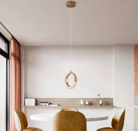 Pendul LED 22527, acril auriu-roze, înălțime reglabilă, design modern [1]