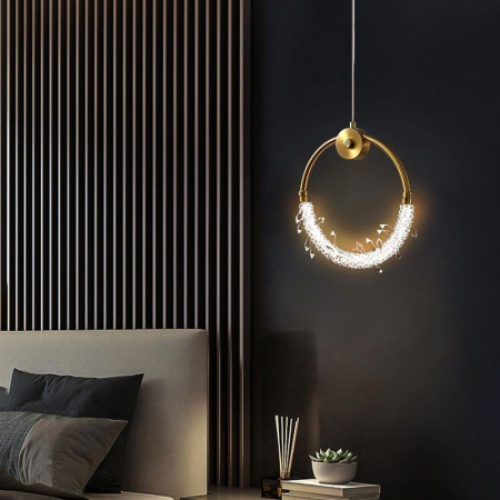 PENDULE - Pendul 6006 GD, LED integrat, acril și metal auriu, diametru 32 cm, înălțime reglabilă