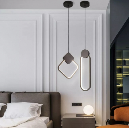 Pendul LED modern 6816 SQ, 12W, reglaj temperatură culoare, aluminiu negru [3]