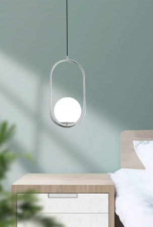 PENDULE - Lustra pendul 5009 CH metal și sticlă – elegantă alb/argintiu, reglabilă