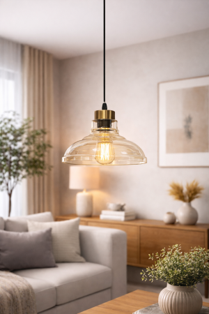 PENDULE - Pendul auriu cu abajur din sticla model 2371/1 C