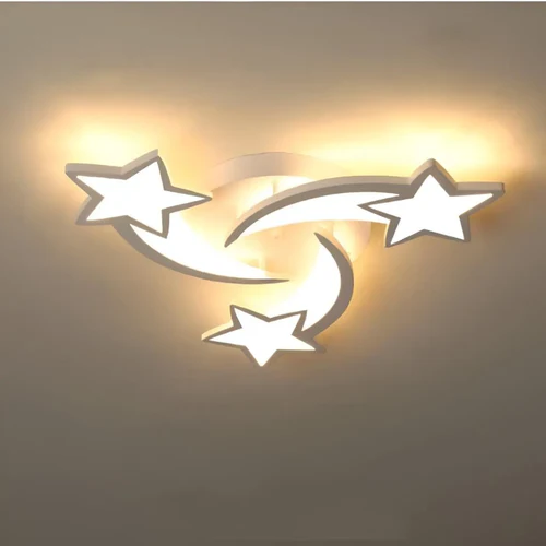 APLICE SI PLAFONIERE - Plafonieră 3142/3, acril alb și transparent, design stele, 78W, diametru 50 cm