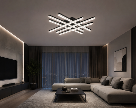 APLICE SI PLAFONIERE - Plafonieră LED WG5131/6 A GD – 144W, Negru & Auriu, cu Telecomandă