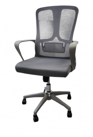 SCAUNE SI MESE - Scaun birou 193B Gri, ergonomic, textil și plasă, H110xL59x50 cm