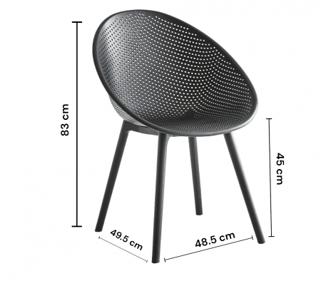 Scaun 838 BK negru, plastic durabil, 83x48,5 cm, interior/exterior [2]