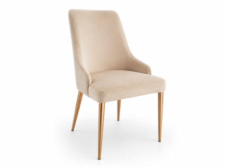 SCAUNE SI MESE - Scaun Dining 3280 Catifea Bej cu Picioare Metalice Aurii