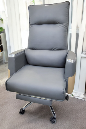 SCAUNE SI MESE - Scaun birou A19 Gri, piele premium, ergonomic, H130xL70x70 cm
