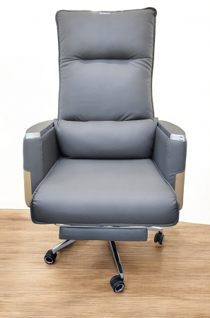 Scaun birou A19 Gri, piele premium, ergonomic, H130xL70x70 cm [2]