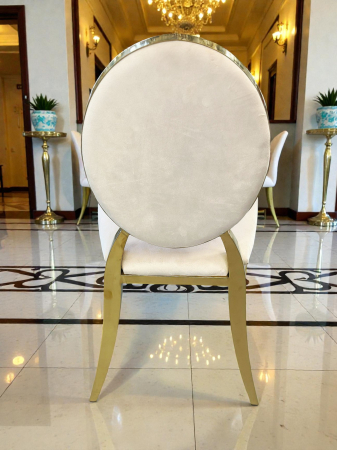 Scaun BC83 cu cadru metalic auriu și catifea bej sau cadru crom și catifea gri – model modern pentru dining și living [2]