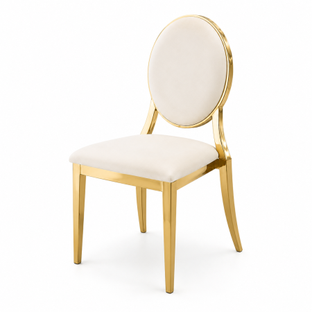 SCAUNE SI MESE - Scaun BC83 cu cadru metalic auriu și catifea bej sau cadru crom și catifea gri – model modern pentru dining și living