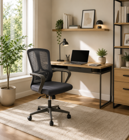MOBILIER BIROU - Scaun birou 193B Gri, ergonomic, textil și plasă, H110xL59x50 cm