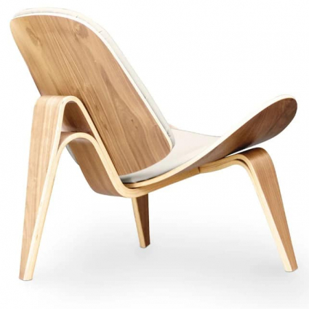 Scaun CF19 Alb, stil scandinav, cu șezut din piele ecologică și bază din lemn [1]