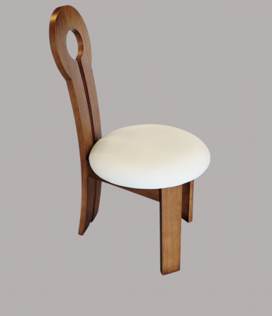 Scaun D35 maro cu șezut alb din piele ecologică – design elegant și confortabil [2]