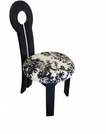 Scaun D35 negru cu șezut buretat alb cu model negru – design modern și confortabil [3]