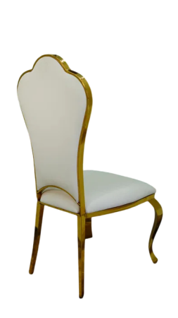 Scaun dining BC62 din catifea crem, cadru și picioare aurii, spătar evantai, 103 cm [3]