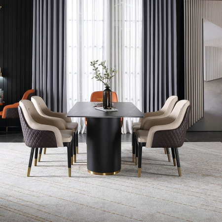 SCAUNE SI MESE - Scaun Modern 942 – Piele Ecologică, 2 Culori, Picioare Metalice, Înălțime 90 cm