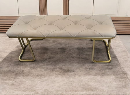 Bancă SF170016, catifea bej, picioare metal auriu, 100x35x40 cm [1]