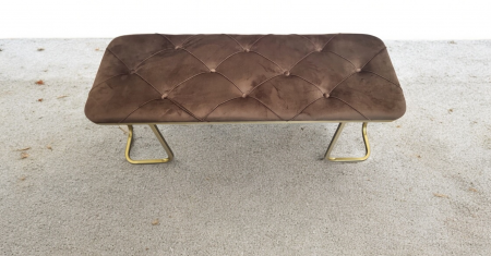 Bancă SF170014, catifea maro, picioare metal auriu, 100x35x40 cm [2]