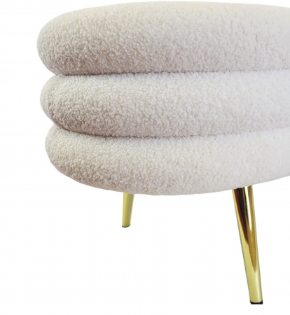 Scaun tapițat ZW026047 alb, picioare aurii, material pufos, 100x40x40 cm [3]