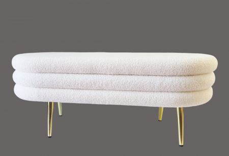 Scaun tapițat ZW026047 alb, picioare aurii, material pufos, 100x40x40 cm [1]