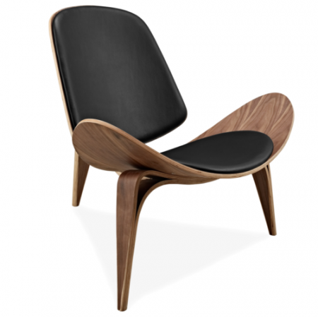Scaun CF19 Negru, stil scandinav, lemn și piele ecologică, confortabil, 91x50x37 cm [1]