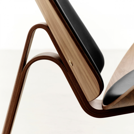 Scaun CF19 Negru, stil scandinav, lemn și piele ecologică, confortabil, 91x50x37 cm [3]