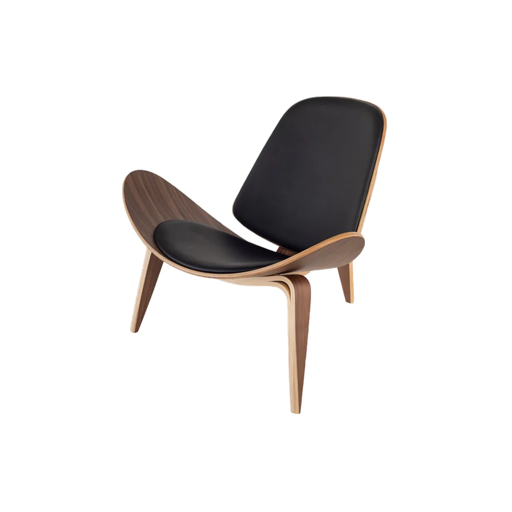 Scaun CF19 Negru, stil scandinav, lemn și piele ecologică, confortabil, 91x50x37 cm [2]
