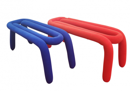 Scaun ZW207-002, cadru metalic și tapițerie moale, design tubular modern, roșu/albastru [3]