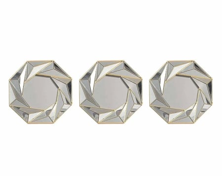 OGLINZI - Set 3 oglinzi decorative 2021-11, octogonale, ramă aurie, 23 cm